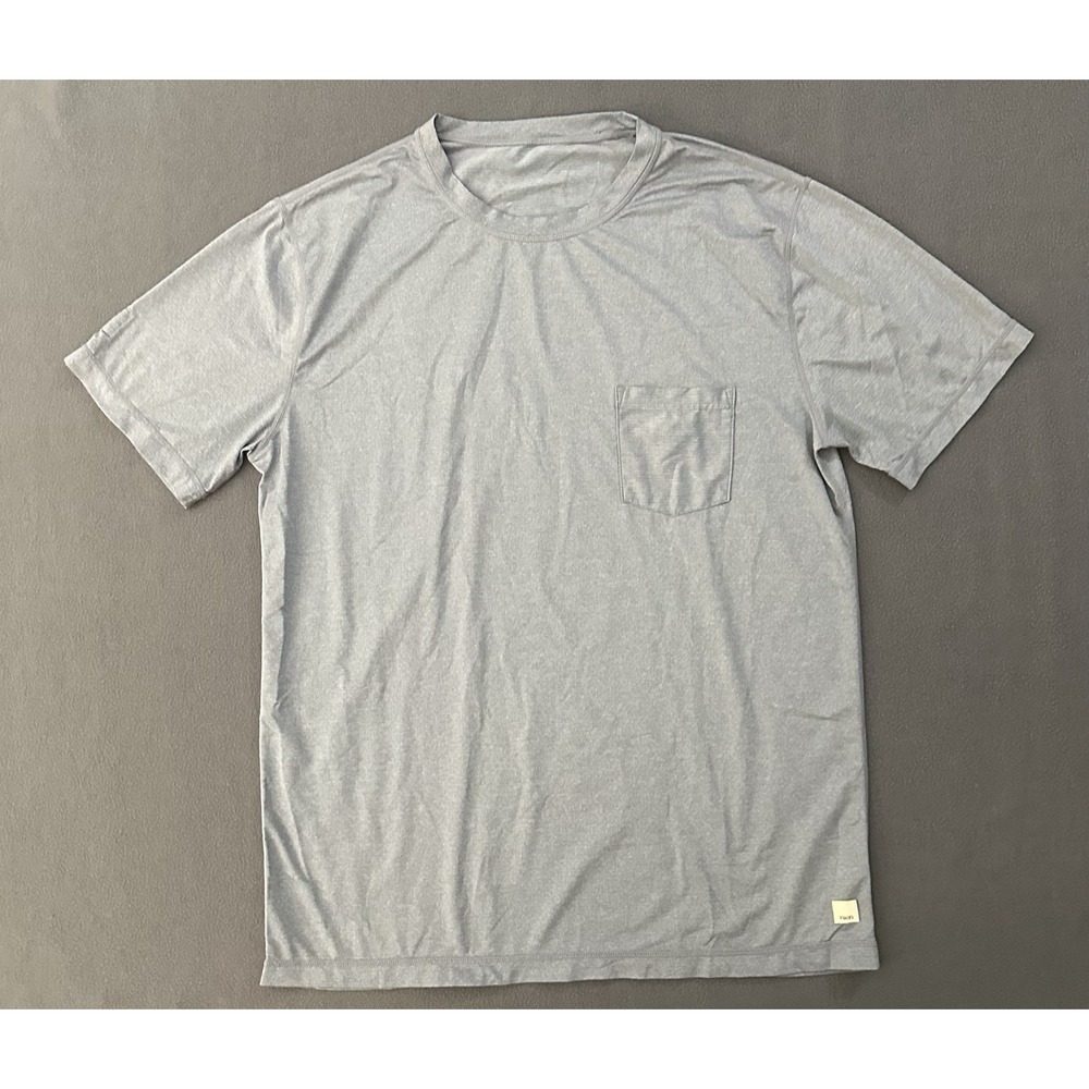 Vuori Tradewind Performance Tee Shirt Men Large Gray V109 Pocket Crew Active Gym
